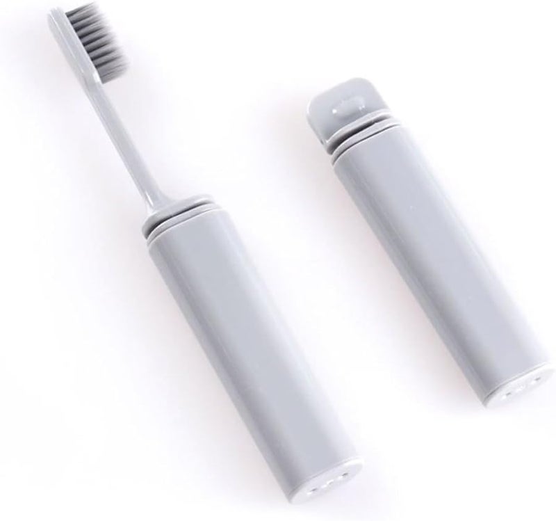 2pcs Portable Folding Travel Toothbrush with Charcoal Soft Bristles and Ergonomic Handle Grey Black - Image 1